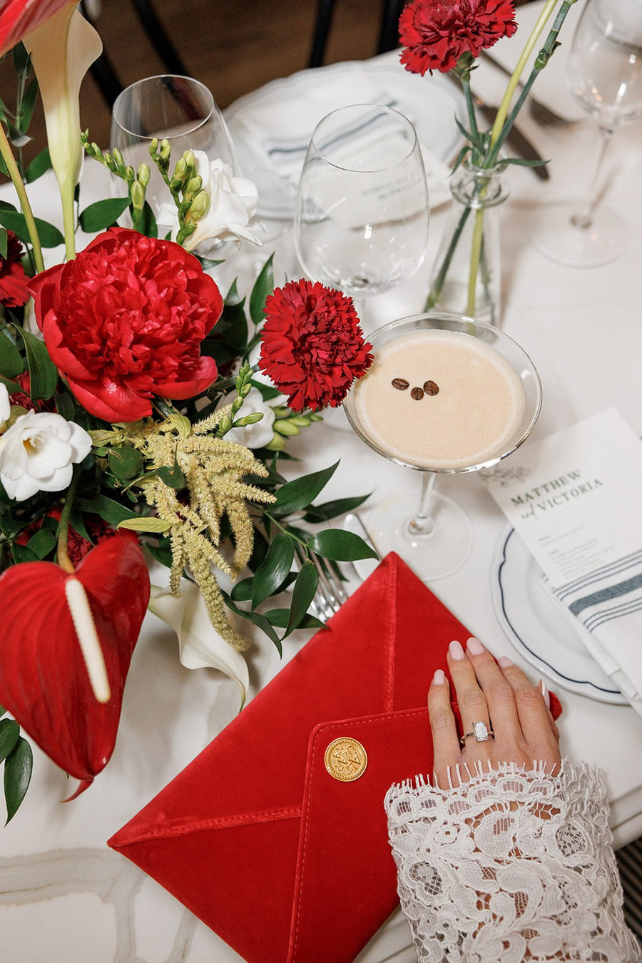 Editorial floral arrangement for a bridal shower and engagement, by Adore Flowers, Los Angeles