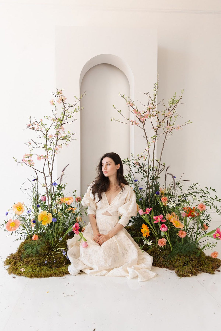 Editorial floral set styled for a photoshoot, by Adore Flowers, Los Angeles