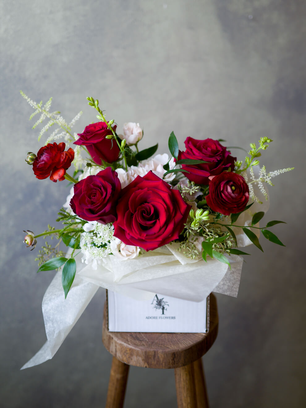 velvet heart roses flower vase flower delivery in a box