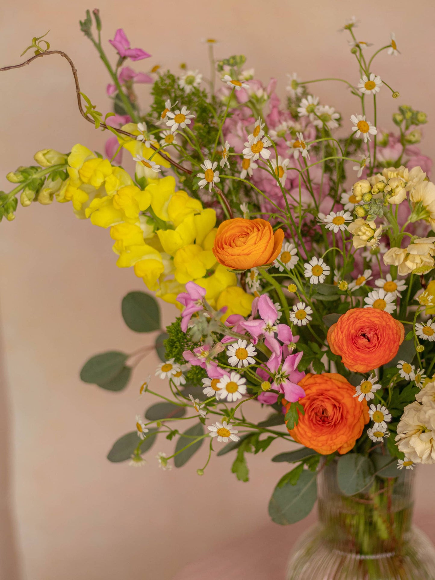 Adore Flowers May Vase - Spring-Inspired Floral Mix with Eucalyptus and Bright Blooms