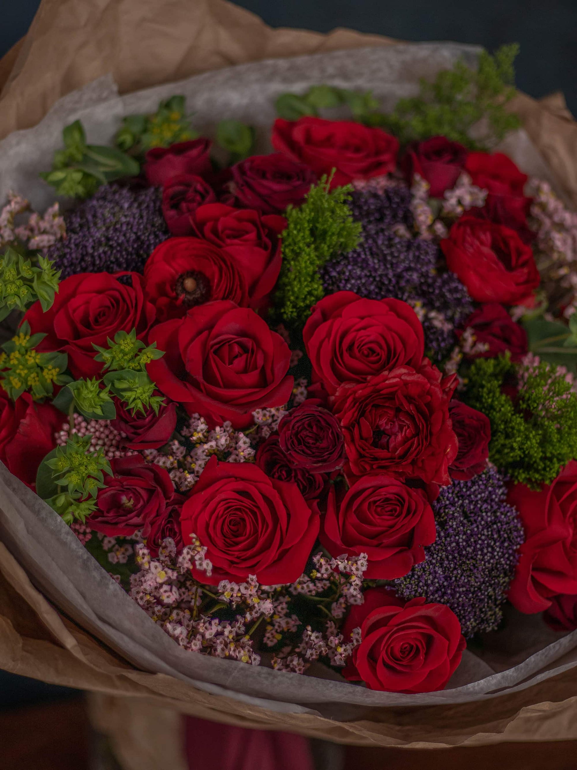 Adore Flowers More than Just a Dozen Arrangement - Romantic Red Roses and Mini Roses