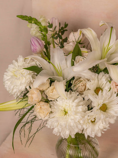 Elegant White Flower Vase - White Lilies, Chrysanthemums, and Mini Roses from Adore Flowers