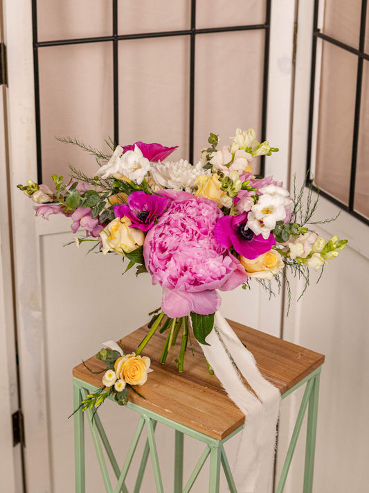 Mia Bouquet - Luxurious Peonies, Anemones, Roses, and Freesia for Weddings and Proms