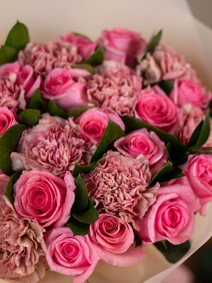 Adore Flowers Pink Romance Arrangement - Stunning Pink Roses and Carnations for Love and Affection