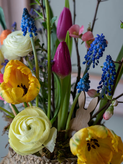 Easter Floral Basket - Exquisite Arrangement of Seasonal Spring Blooms