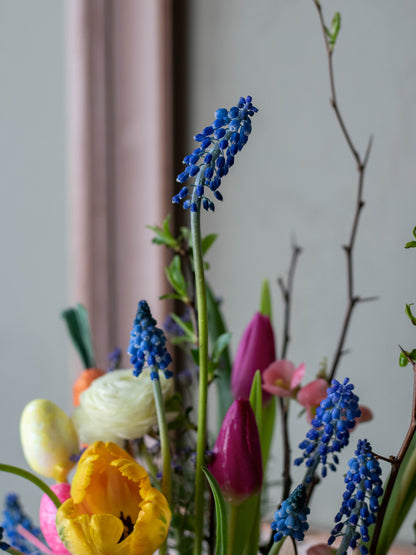 Spring Easter Basket - Soft Pink, Bright Yellow, and Lively Green Flowers