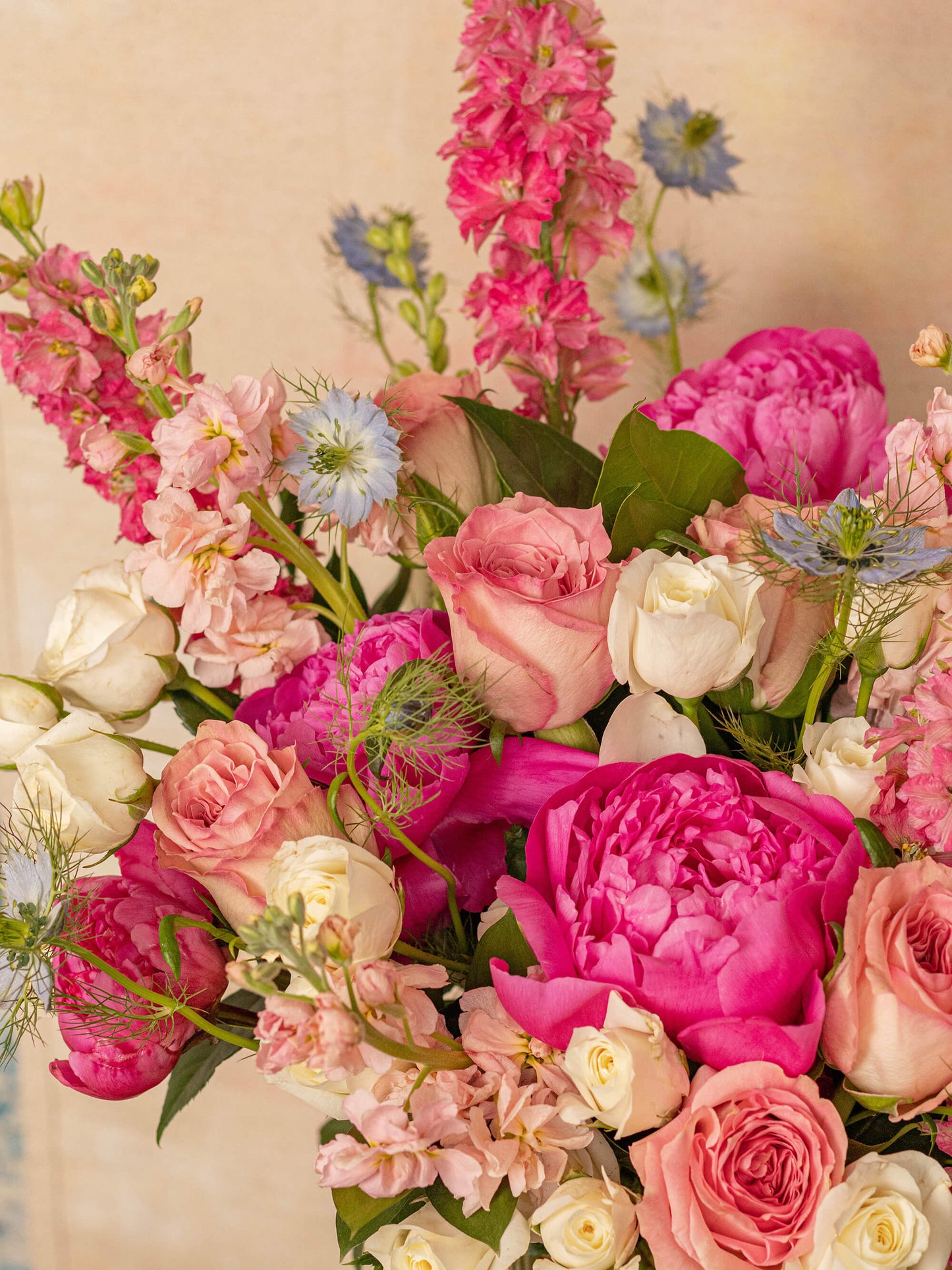 Adore Flowers Malena Arrangement - Romantic Pastel Blooms of Peonies, Roses, and Mini Roses