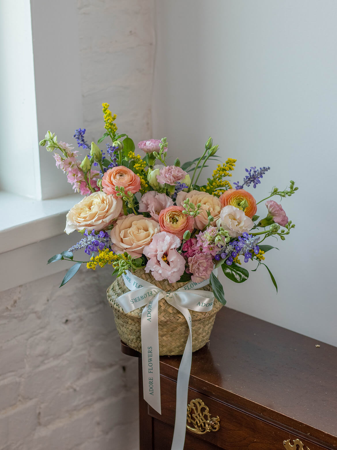 Melody Basket - Pastel Ranunculus, Roses, and Lisianthus with Lavender Accents in Philadelphia