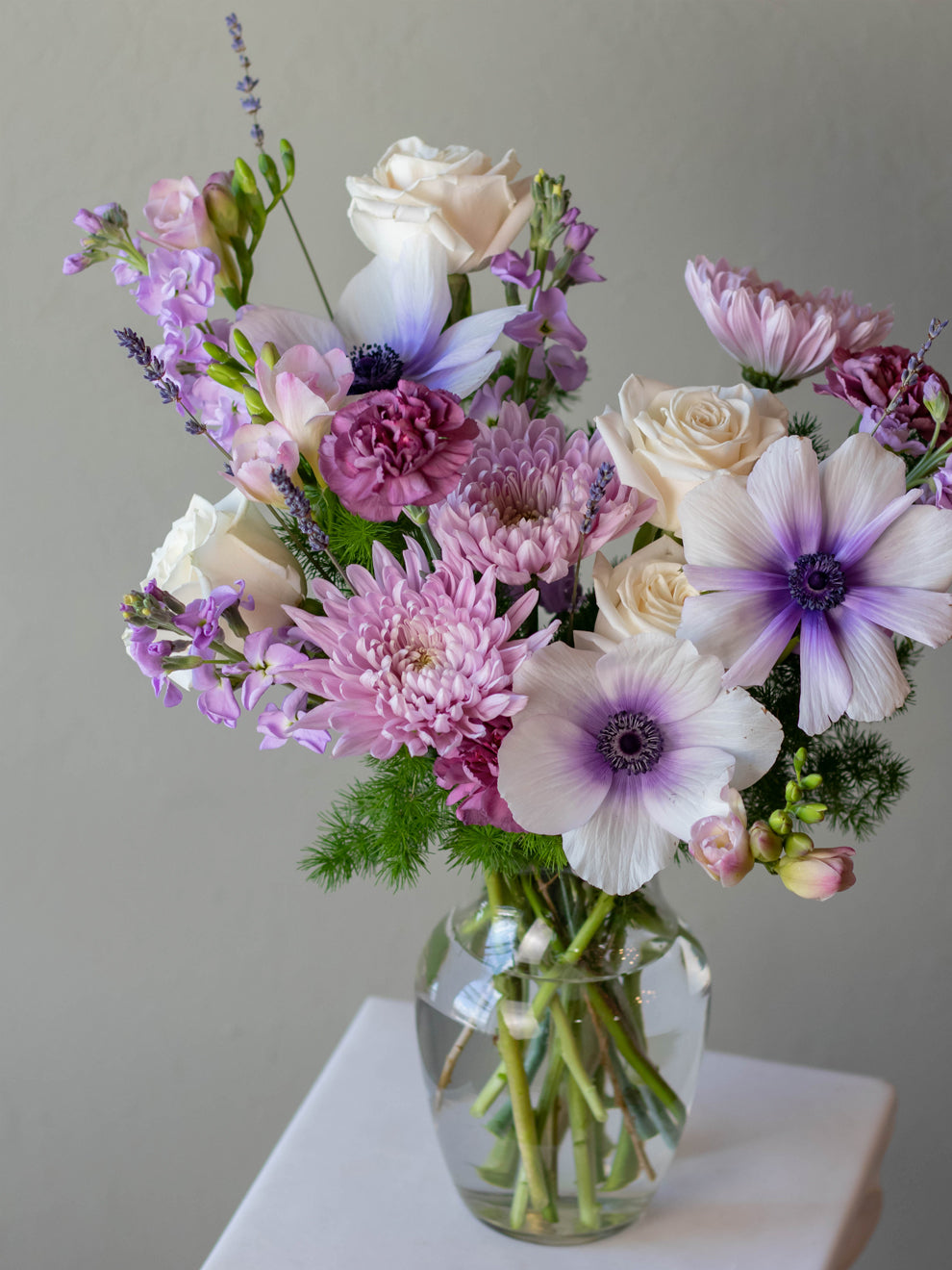 Adore Flowers Violet Arrangement - Lavender, White, and Purple Floral Elegance