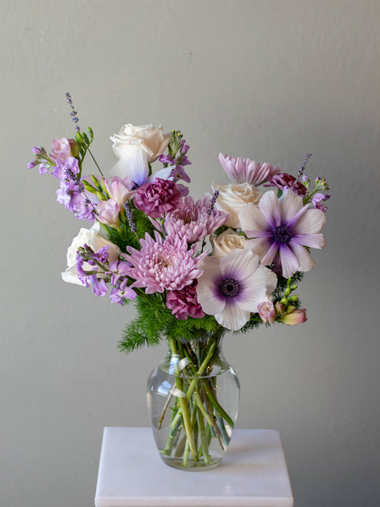 Violet Bouquet by Adore Flowers - Elegant Lavender Roses, Mums, and Anemones