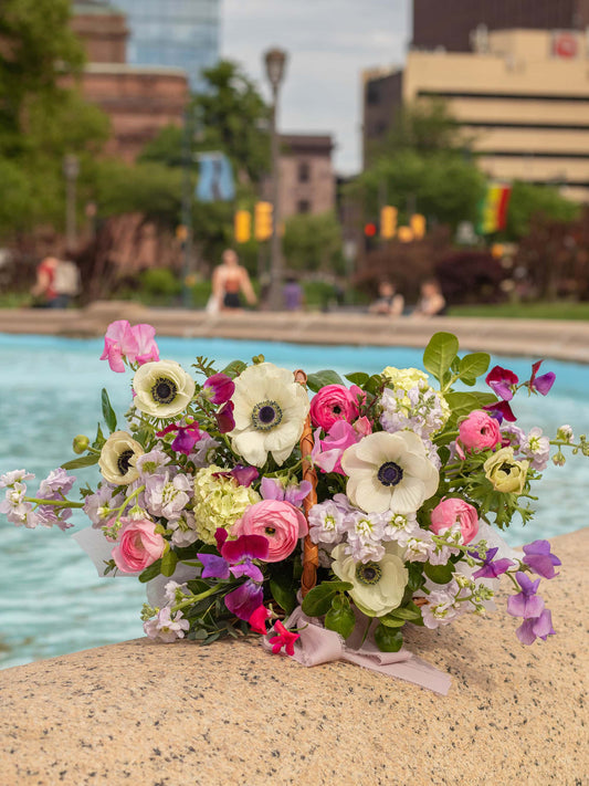 Adore Flowers May Harvest Arrangement - Colorful Mix of Peonies, Anemones, and Ranunculus